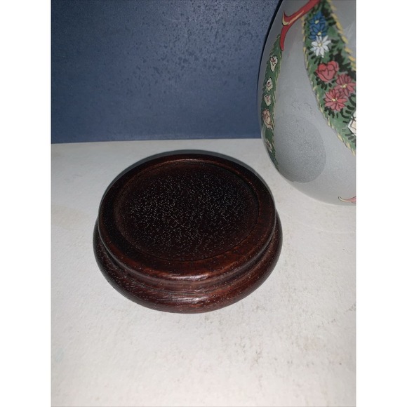 Vintage Chinese Reverse Hand Painted Frosted Glass Egg w Flower Garland Design - Picture 7 of 10